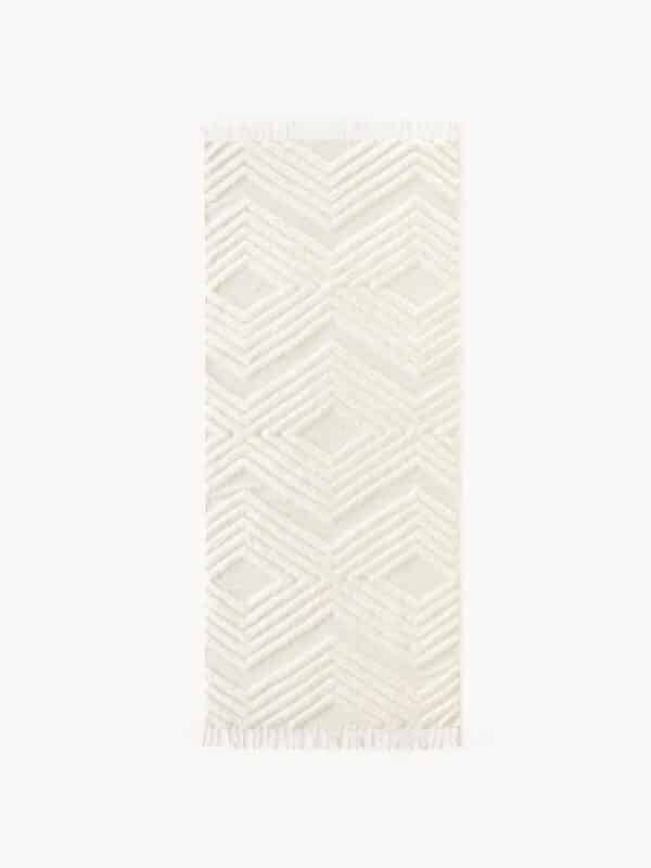 Handgewebter Baumwollläufer mit Hoch-Tief-Struktur in den Maßen B 80 x L 200 cm, ideal für moderne Wohnbereiche
