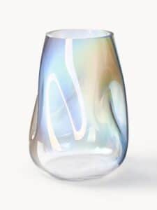 Mundgeblasene Glas-Vase Rainbow in leuchtenden Farben, Höhe 26 cm, dekorative Kunstglas-Vase für Wohnzimmer und Büro
