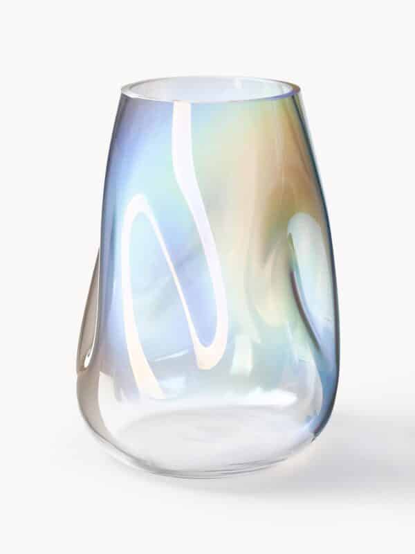 Mundgeblasene Glas-Vase Rainbow in leuchtenden Farben, Höhe 26 cm, dekorative Kunstglas-Vase für Wohnzimmer und Büro