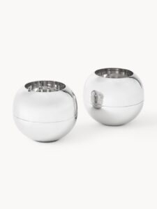 Teelicht- und Stabkerzenhalter Celona aus Metall in modernem Design, 2 Stück Set