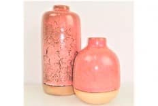 Vasen-Set mit Crackle-Effekt 2-teilig aus Keramik in Beige und Braun dekorative Blumenvase moderne Wohnzimmerdeko