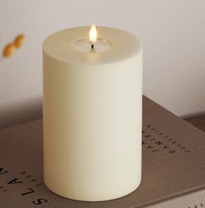 LED Blockkerze Creme 10x15 cm batteriebetrieben warmweiß leuchtend dekorative Kerze ohne Flamme