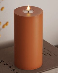 LED Blockkerze orange 10x20 cm flammenlose Dekokerze batteriebetrieben für stimmungsvolle Beleuchtung
