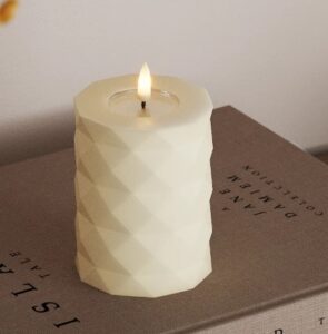 SQUARE LED Blockkerze in Cremefarbe Größe 7,5 x 10 cm ohne Flamme batteriebetrieben realistische Optik