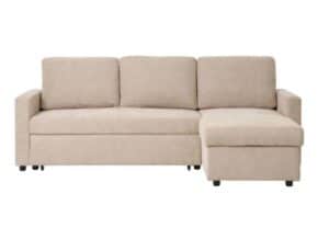 Bettsofa mit Stauraum BELFAST Sandfarbenes Schlafsofa Maße L 194 x B 117 x H 46 cm komfortables Schlaf- und Sitzmöbel