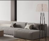 Stehleuchte LITIMO aus beigem Lodenstoff Höhe 172 cm Durchmesser 45 cm moderne Beleuchtung