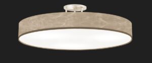 Deckenleuchte DL VESTA aus gebürstetem Nickel mit beiger Knitterfolie 90 cm Durchmesser moderne Pendelleuchte