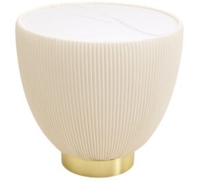 Beistelltisch Endless Weiß modern rund 47 cm Durchmesser stabil hochwertig elegant Wohnzimmer Tisch