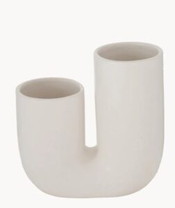 Handgefertigte große weiße Vase aus Keramik mit elegantem Design