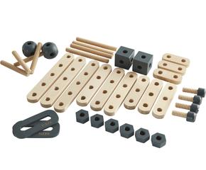 Holz-Spiel-Set 6-teilig mit bunten Bausteinen und Motorikspielzeug für Kinder