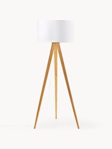 Tripod Stehlampe aus Massivholz Höhe 150 cm modernes Design Wohnzimmerbeleuchtung