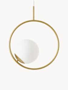 runde Pendelleuchte aus Opalglas modernes Design energiesparende Hängelampe Wohnzimmerbeleuchtung