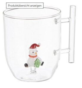 Weihnachtsbecher mit fröhlichem Schneemann-Motiv für festliche Winterstimmung