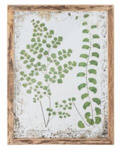 Spiegelillustration mit Blättermotiv und Rahmen in Größe 34,5 x 46 cm