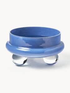 Mundgeblasene blaue Deko-Schale aus hochwertigem Glas für stilvolle Raumdekoration