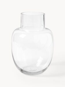 Handgefertigte klassische Glas-Vase Höhe 25 cm elegant und transparent