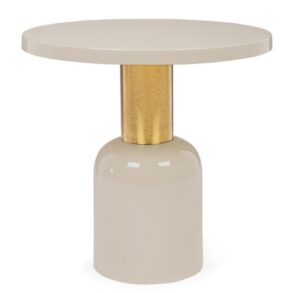 Beistelltisch Nalima in Cremefarbe mit Durchmesser 50,5 cm modernes Design kompakt und vielseitig einsetzbar