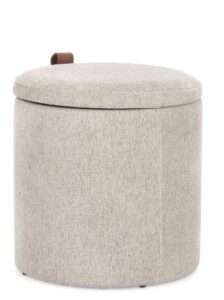 Pouf mit Deckel Hellgrau Katia rund 34,4 cm Durchmesser und 36 cm Höhe Sitzhocker Aufbewahrungsbox Wohnzimmermöbel