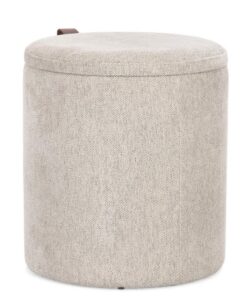 Pouf mit Deckel Hellgrau Katia Maße 39 cm Durchmesser und 44 cm Höhe gemütlicher Sitzhocker und Stauraum in modernem Design