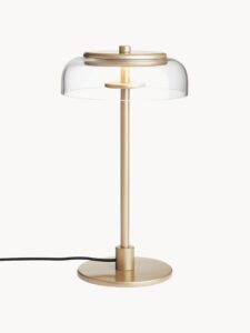 Kleine mundgeblasene LED-Tischlampe in Gold mit dimmbarer Funktion und elegantem Design