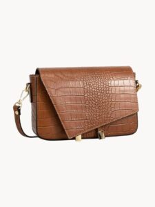 Handgefertigte Leder-Schultertasche Aela Croco in Kroko-Design aus hochwertigem Leder