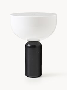 Kleine mobile Tischlampe aus weißem Marmor mit warmem Licht und modernem Design