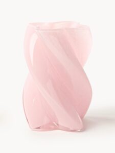Handgefertigte Glas-Vase in Hellrosa mit elegantem Design und modernem Stil