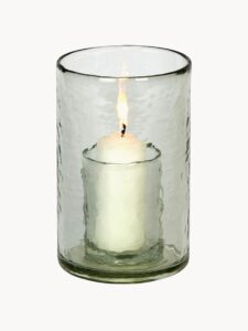 Mundgeblasenes Windlicht Salerno aus Glas Höhe 20 cm dekoratives Windlicht für Kerzen und Wohnzimmer