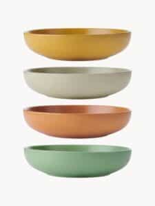 Pastateller Idilica 4er-Set elegantes weißes Porzellan mit modernem Design perfect für Pasta und italienische Gerichte