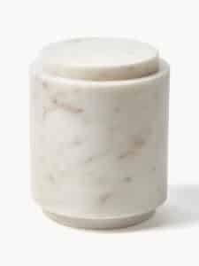 Runde Aufbewahrungsdose aus Marmor Höhe 12 cm elegante Aufbewahrung für Haushalt und Küche