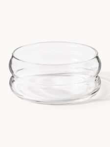 Mundgeblasene Schälchen aus Glas, 4 Stück, handgefertigte Dekorationsschalen, transparente kleine Schalen für Snacks und Dips