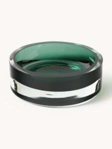 Mundgeblasenes grüne Deko-Schale aus Glas mit 15 cm Durchmesser und 5 cm Höhe