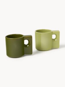 Porzellan-Tassen 2er-Set weiß elegante Kaffeetassen für Zuhause und Büro