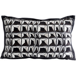 Kissen CUT PILE 50x30 cm in Schwarz Weiß modernes Design weiches Material rechteckig