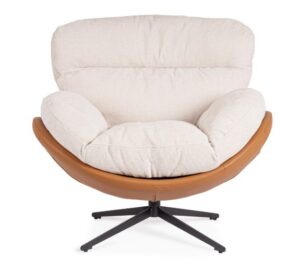 Loungesessel Adinda in Eisfarbe mit Lederbezug moderner Komfort und elegantes Design