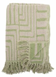 Decke Velva Grün 155 x 130 weich und warm aus Baumwolle ideal für Wohnzimmer und Schlafzimmer