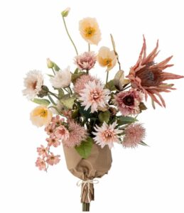 Kunstblumen-Strauß Dust Rose mit natürlichen Rosenblüten in zartem Staubrosaton für dekorative Wohnakzente