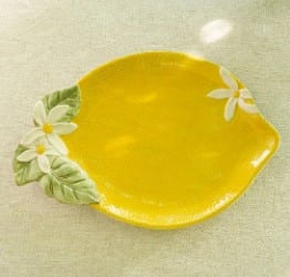 Zitrone Tablett aus Keramik mit gelbem Zitronenmotiv für stilvolle Wohnraumdekoration