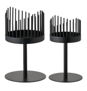 Kerzenhalter 2er Set Schwarz modernes Design minimalistisch elegant aus Metall für Stabkerzen Wohnzimmer Dekoration
