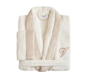 Baumwoll-Unisex-Bademantel Leonardo in Größe L mit V-Ausschnitt