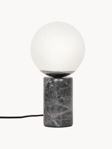 Kleine graue Tischlampe mit Marmorfuß modernes Design energiesparend