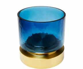 Vase Blau Gold elegante Keramikvase mit blau-goldenem Design für moderne Wohnkultur