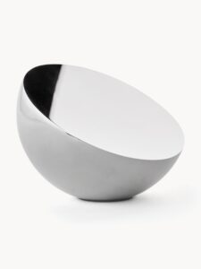 Dekospiegel Aura aus Edelstahl moderner Wandspiegel rund silber glänzend elegante Raumdekoration