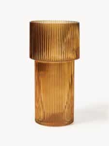 Glas-Vase mit geriffelter Oberfläche Höhe 30 cm transparent modernes Design Wohnzimmer Dekoration