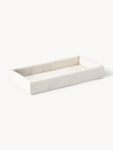 Kleines Marmor-Deko-Tablett Venice elegant weißes Marmor-Dekotablett rechteckig hochwertig und modern