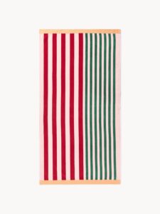 Gestreiftes Strandtuch Alvaro in Blau- und Weißtönen, weiches und saugfähiges Material ideal für Strand und Pool