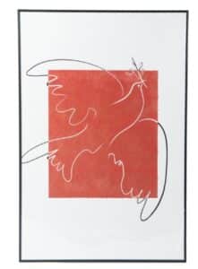 Wandbild ROTE Taube in den Maßen 60x90 cm modernes Kunstmotiv rote Taube elegante Wanddekoration