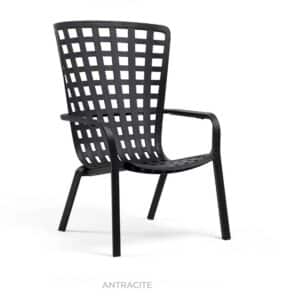 Nardi Folio Gartensessel anthrazit modernes Design wetterfest bequemer Gartenstuhl aus hochwertigem Kunststoff