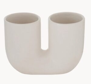 Handgefertigte kleine weiße Vase aus Keramik für Wohnkultur