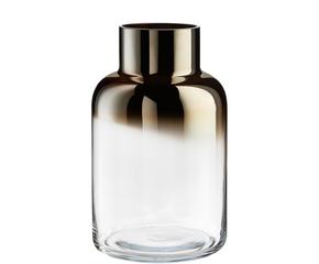 Mundgeblasene Glas-Vase Uma mit elegantem Chrom-Schimmer und einzigartigem Design